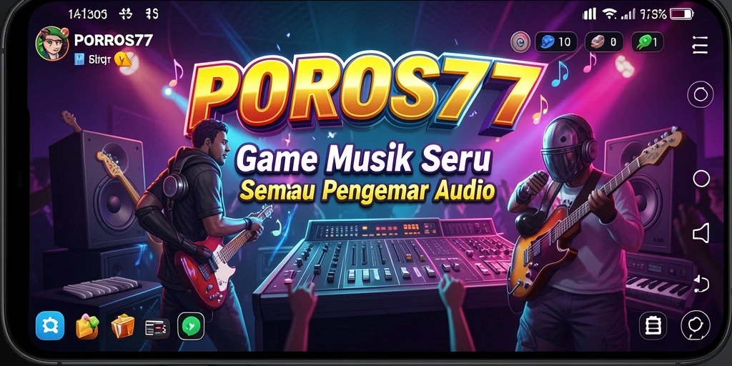 Screenshot utama POROS77 menunjukkan pengalaman bermain musik yang seru.
