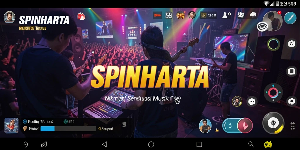 Screenshot gameplay SPINHARTA menampilkan interaksi musik yang seru.