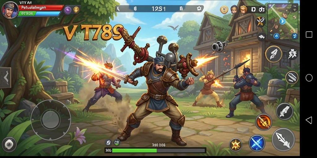 Screenshot VT789 menampilkan karakter dalam aksi pertarungan seru.